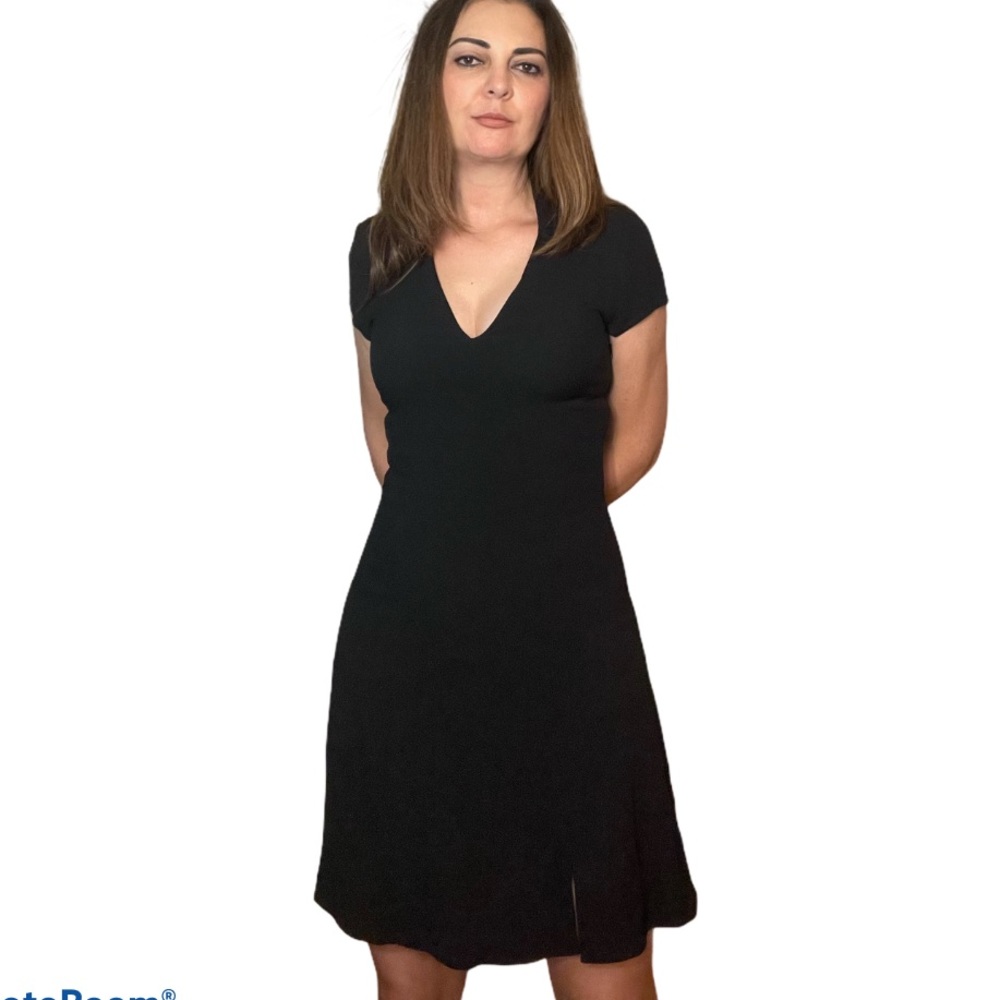 Theory Black V-neck Casual Mini Shirt Dress 2 - Picture 3 of 10
